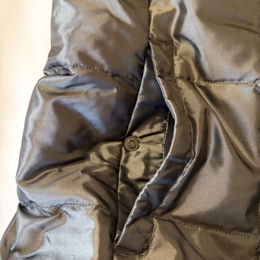 Lands End Womens Down Puffer Vest Gray Quilted Full Zip Mock Neck Large 14-16